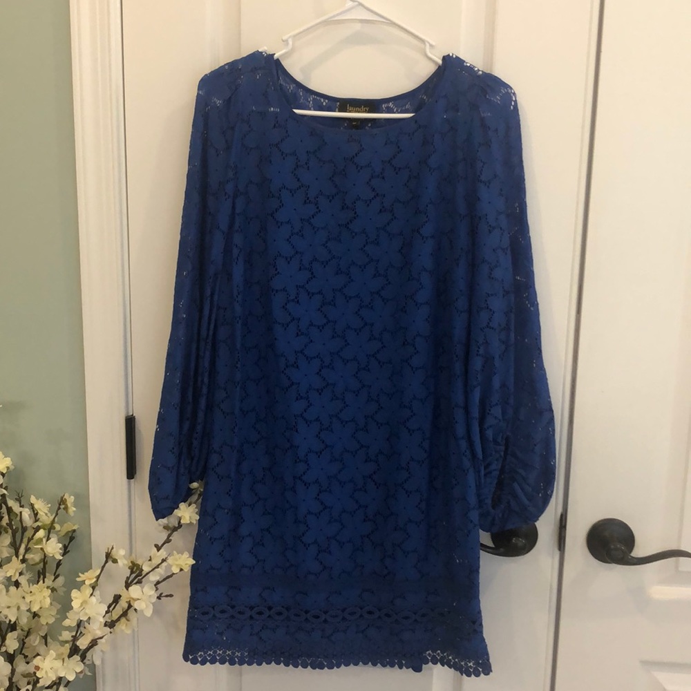 Blue long sleeve sheath dress